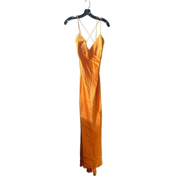 NEW Alice and Olivia Montana lace up maxi dress with train tangerine size 10 - Picture 9 of 11